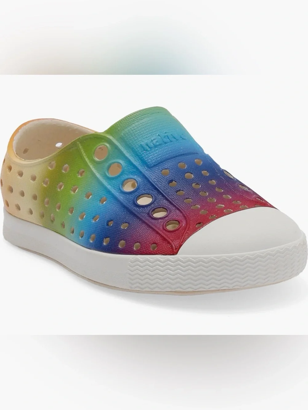 Native Kids Slip-On Sneaker in Rainbow Gradient. Size C8